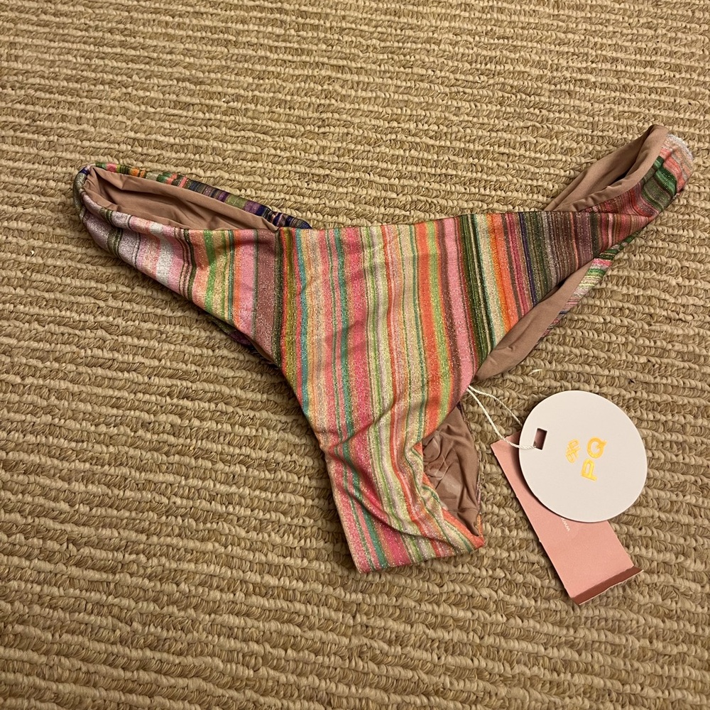 PQ Swim Glitter rainbow ruched bikini bottom size medium